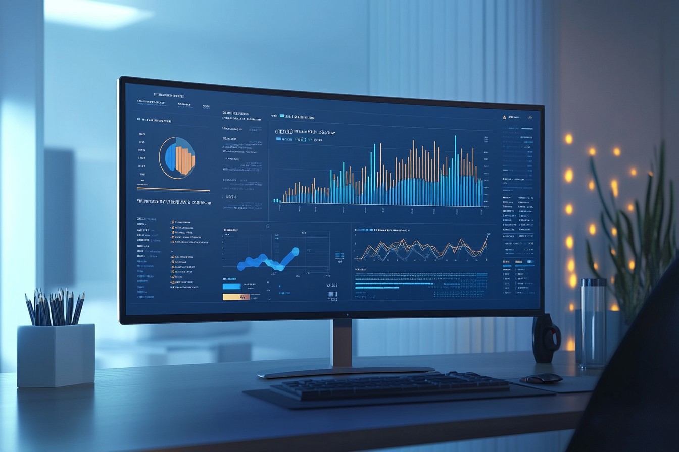 planning and modeling on wide screen monitor